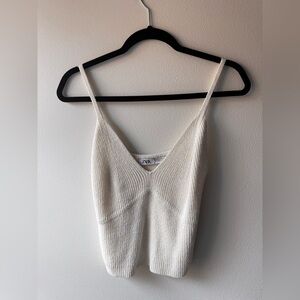 ZARA Cream Ribbed Knit Cami Top